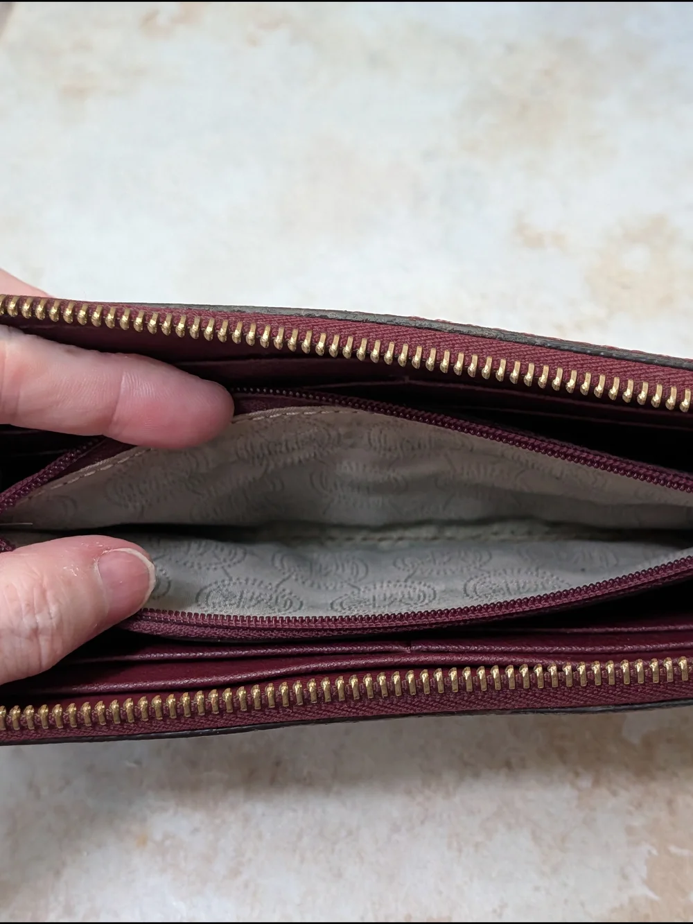 Michael Kors Burgundy Zip Around Wallet GUC